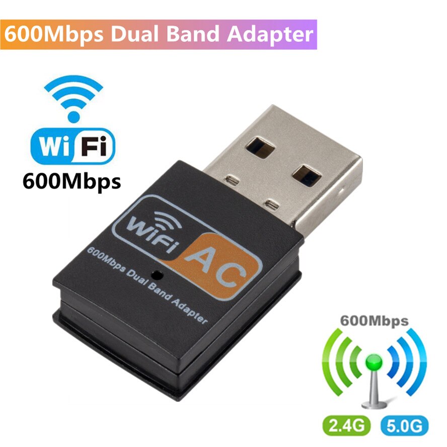 Adattatore WiFi Wireless USB Mini ricevitore scheda di rete per Computer Wireless 2.4GHz 5GHz 600Mbps Dual Band 802.11b/n/g/ac adattatore Wifi