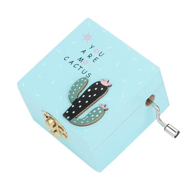 Wooden Music Case Eight Tone Box Music Box Christmas Plant Ornaments Keepsake Kids Beautiful: Blue
