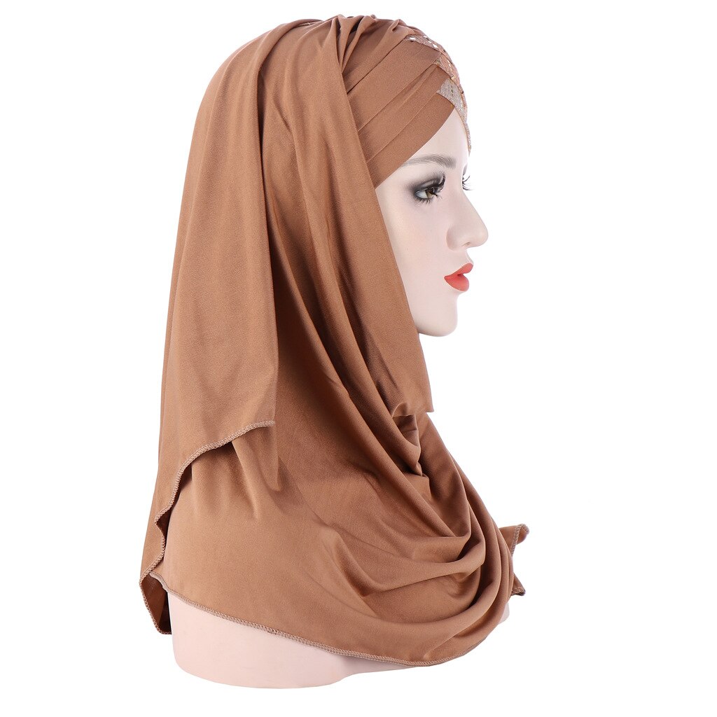 One Piece paillettes donne musulmane Hijab Amira copertura completa foulard sciarpa scialle lungo turbante velo Khimar copricapo arabo islamico