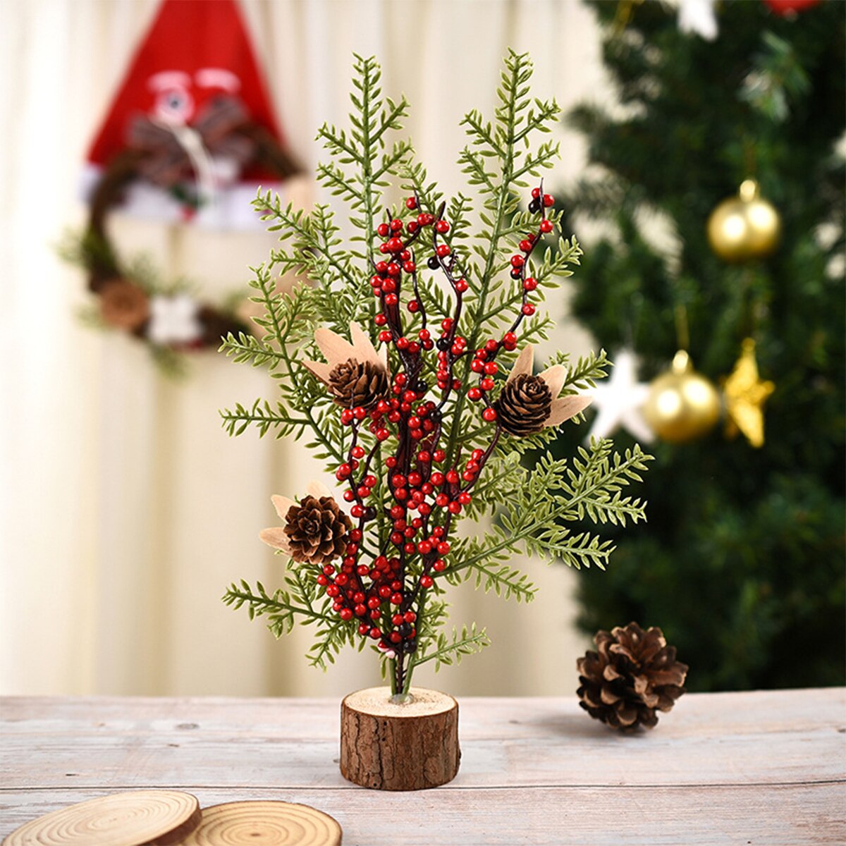 Mini Kerstboom Fruit Decoratie Met Base Jaar Tafelblad Home Party Kunstmatige Ornamenten: E