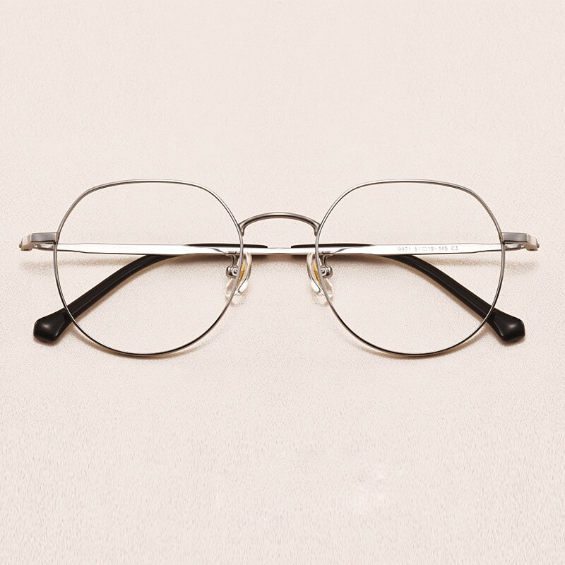 Lightweight Titanium Oval Round Glasses for Men Women Optical Prescription Eyeglasses Frame Korean oculos de grau: Silver