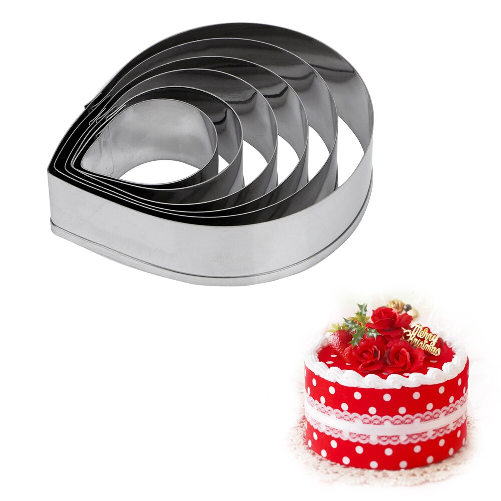 6 pièces/ensemble acier inoxydable goutte d'eau forme Fondant gâteau chocolat cuisson moule Rose pétale forme Biscuit moule Biscuit emporte-pièce