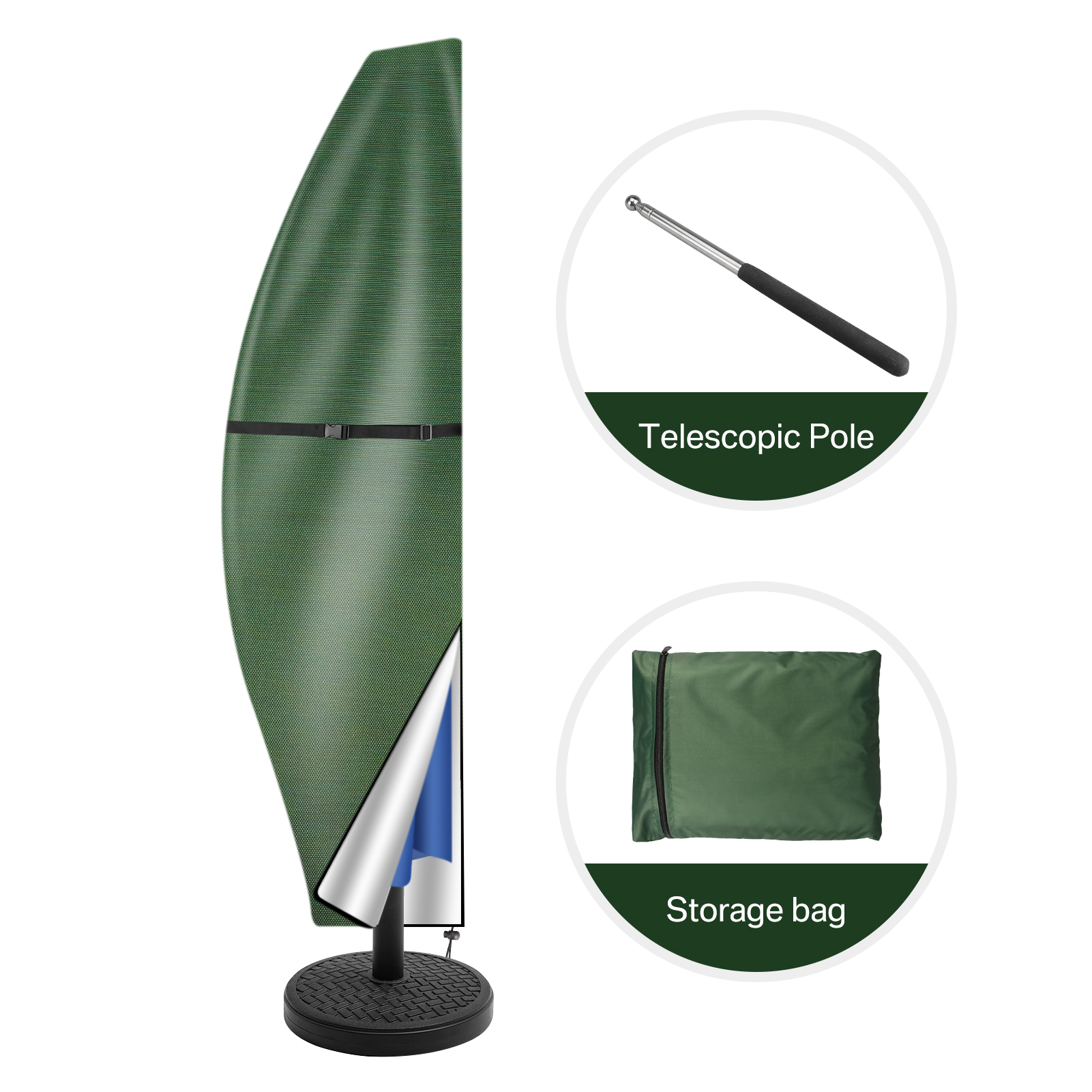 Durable Hanging Banana Style Parasol Cover Patio Umbrella Cover Waterproof Cantilever Offset Umbrella Cover With Sturdy Zipper: S / black color
