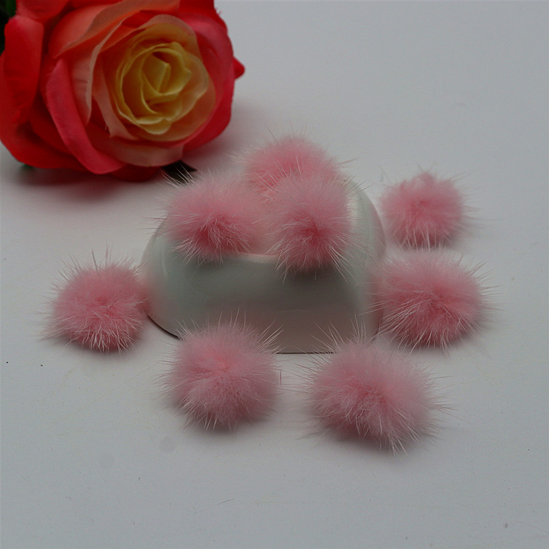 Pompones de visón coloridos de 25Mm, esponjosos de 2,5 cm, pendientes de sombreros, Llavero artesanal, materiales de joyería hechos a mano, 10 Uds.
