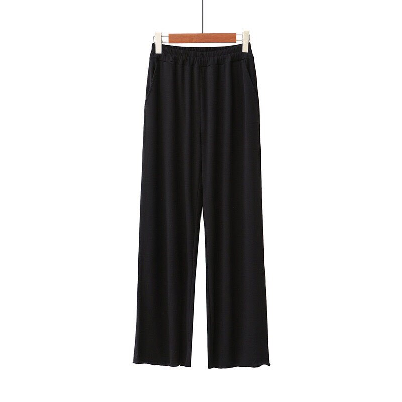 Spring And Autumn Ladies Cotton Pants Women Simple Style Large Size Comfort Loose Homewear Femme Soft Sleep Bottoms: black