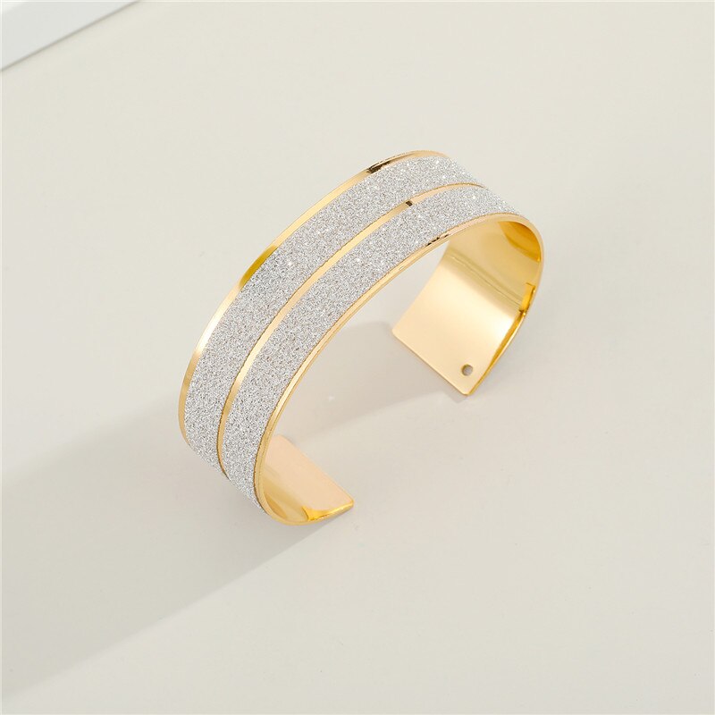Dayoff, 1 unidad, pulsera hueca de Metal europeo para mujer, , joyería de , brazalete de mano Ancho ajustable abierto único brillante: jinshouzhuo