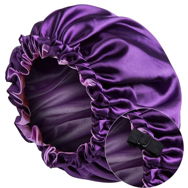 Satin Bonnet Sleep Cap Extra Large Double Layer Reversible Adjustable Night Sleeping Turban Hat Hair Wrap Head Cover: H