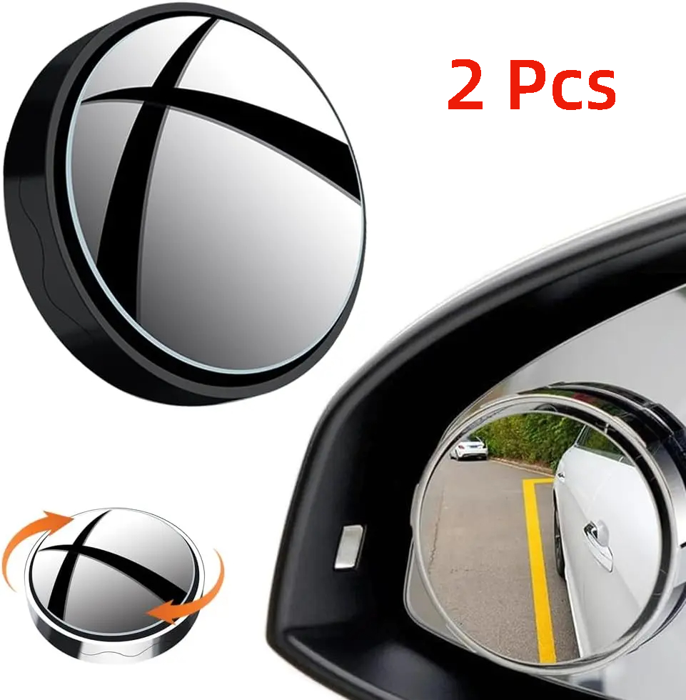 Espejo de punto ciego ajustable de 360 grados, espejo retrovisor convexo auxiliar para coche, marco redondo, espejos gran angular para marcha atrás, 2 uds.