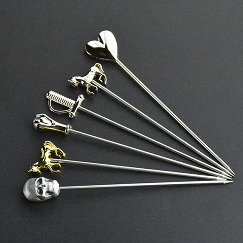 QuickDone 1PC Stainless Steel Cocktail Fork Sign Cocktail Needle Bar Party Props Skull Pattern Bar Accessories AKC5123