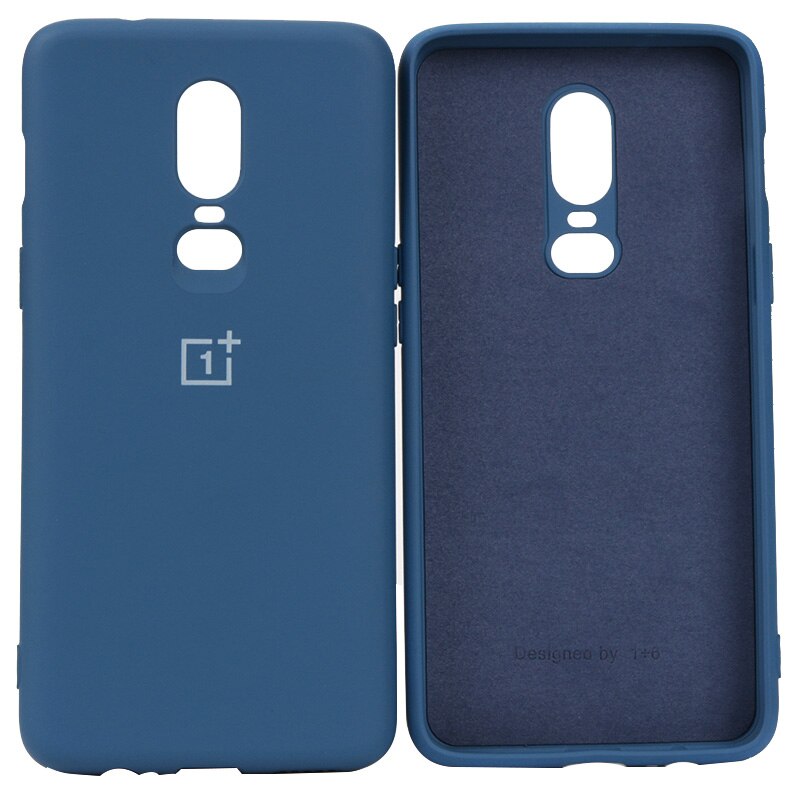 Oneplus 6 6T Case Original Official Silicone Soft Ultrathin Shockproof Full Protective Cover Oneplus One Plus 6 6T Case: For oneplus 6T / Lake blue