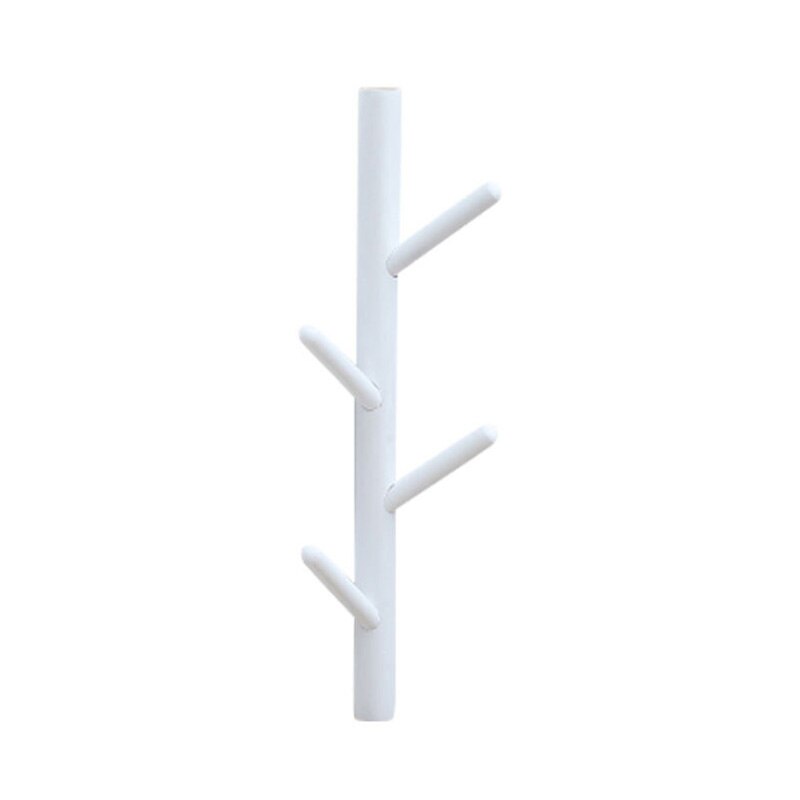 Nordic Simple Beech Tree Wall Hanging Solid Wood Coat Hook Storage Rack Wall Hanging Wooden Hanger: White