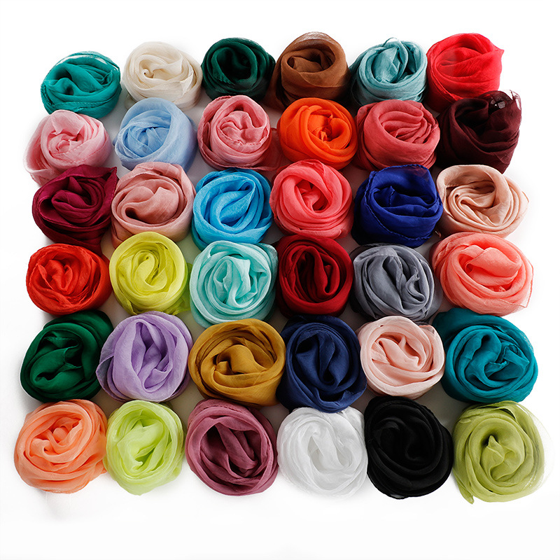 70X70 cm Simulatie Zijden Sjaals vrouwen Veelzijdige Kleine Vierkante Effen Chiffon Sjaal Gaas Sjaal Party