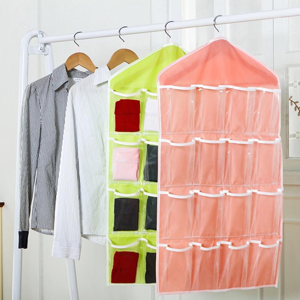 16 Cellen Kast Opknoping Zak Sokken Ondergoed Rek Hanger Opslag Closet Organizer Clear Zichtbaar Praktische Kleding Organizer