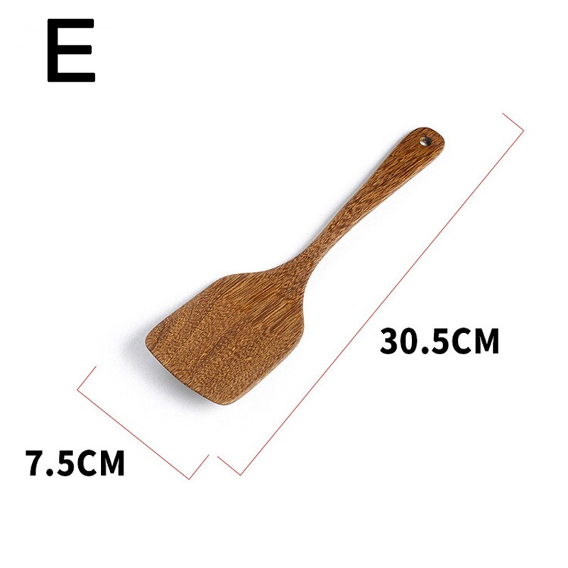 Duurzaam Eco-vriendelijke Houten Spatel Hittebestendige Non-stick Natuurlijke Houten Koken Lepel Rijst Scoop Keuken Kookgerei: E