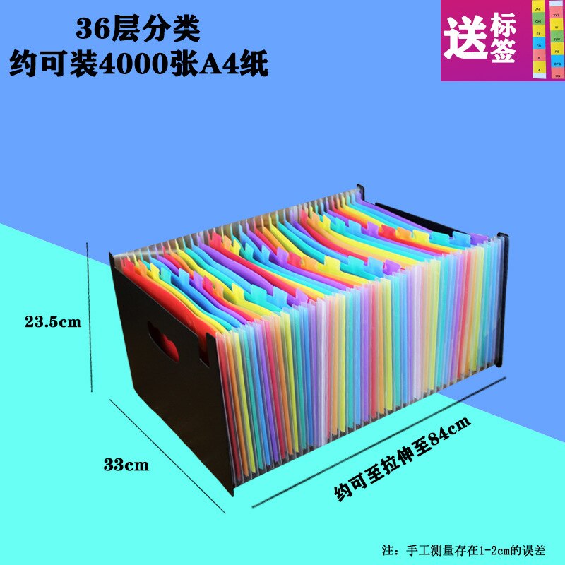 37 Pocket Expanding File Folder A4 Large Plastic Expandable File Organizers Standing Accordions Folder for Documents Business: Color 37 Layer