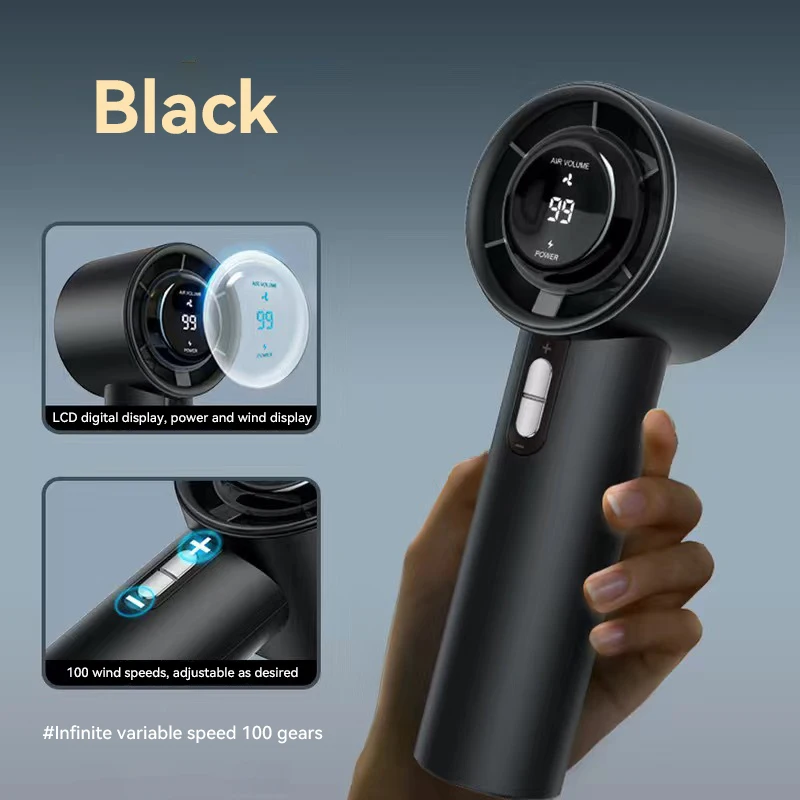 Portable 3000mAh Handheld Fan - 100-Speed Turbo Cooling, USB Rechargeable Mini Personal Fan for Travel, Camping & Outdoor Use: Burgundy