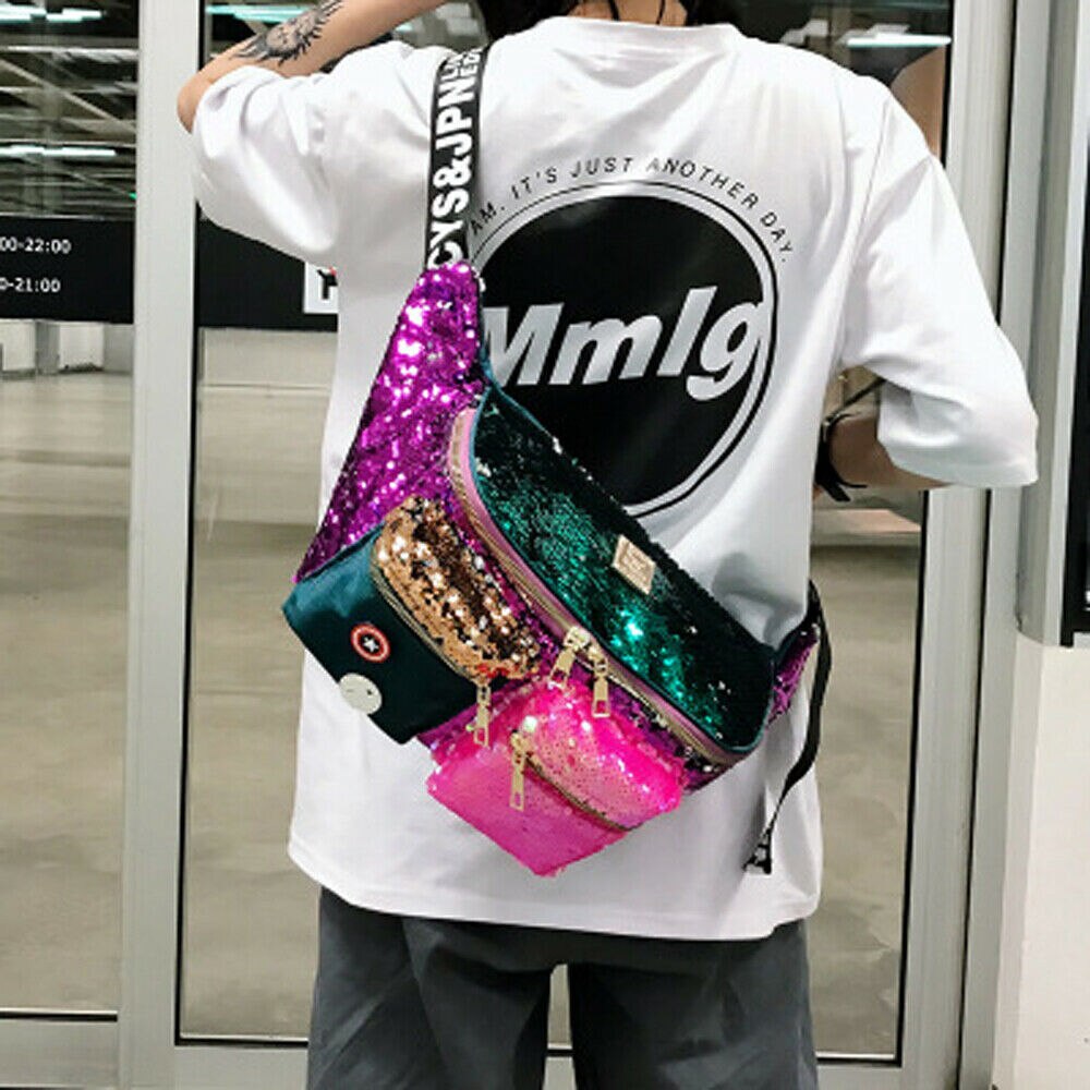 2019 mais novo Hot Presságio Designer Estilo Moda de Rua Bolsas Crossbody Sacos de Viagem Satchel Bolsa de Ombro Shinny Lantejoulas Saco Peito