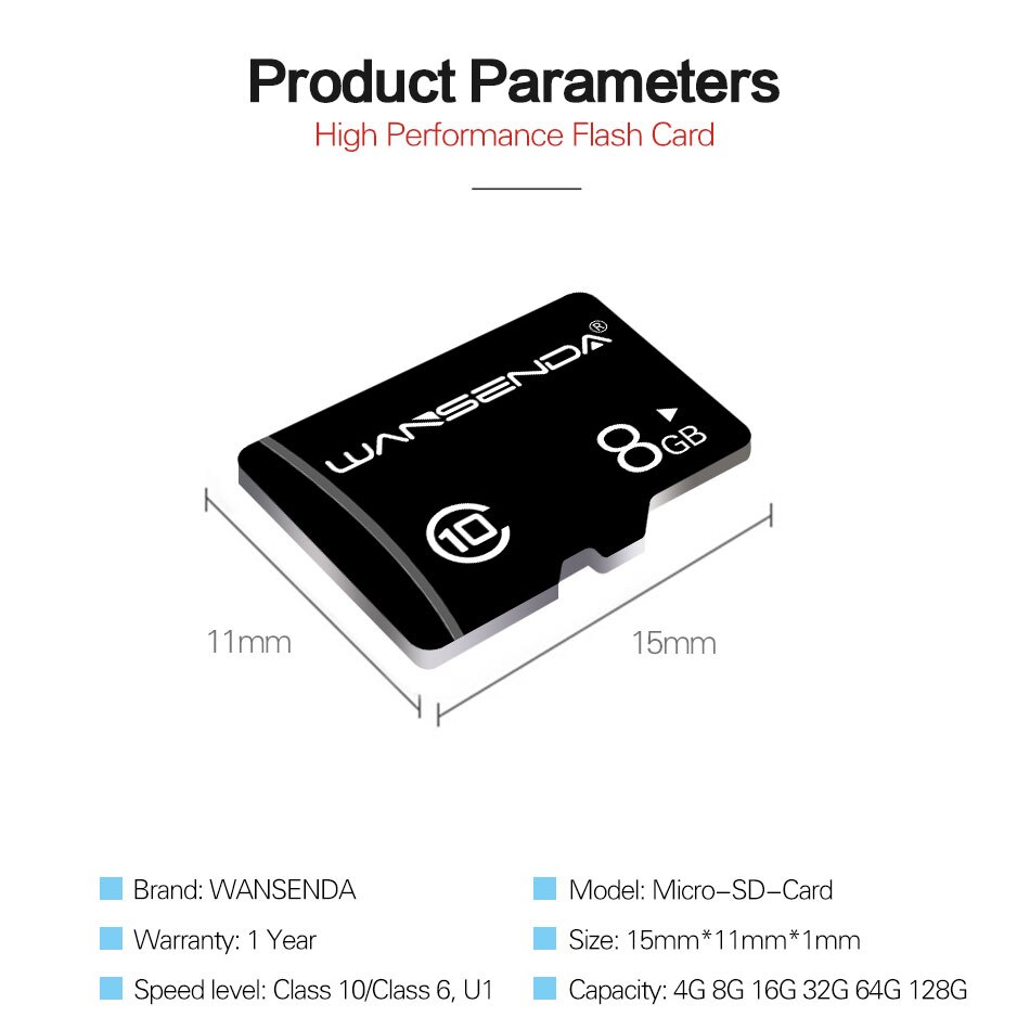 Originele Wansenda Geheugenkaart 128Gb 64Gb 32Gb 16Gb 8Gb 4Gb Microsd-kaart mini Tf Card Voor Smartphone