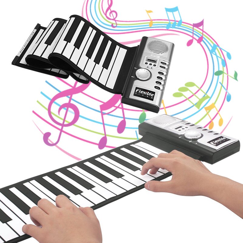 Newly Portable Flexible Digital Keyboard Piano 61 Keys 128 Tones Rhythms Electronic Roll Up Piano Toys S66