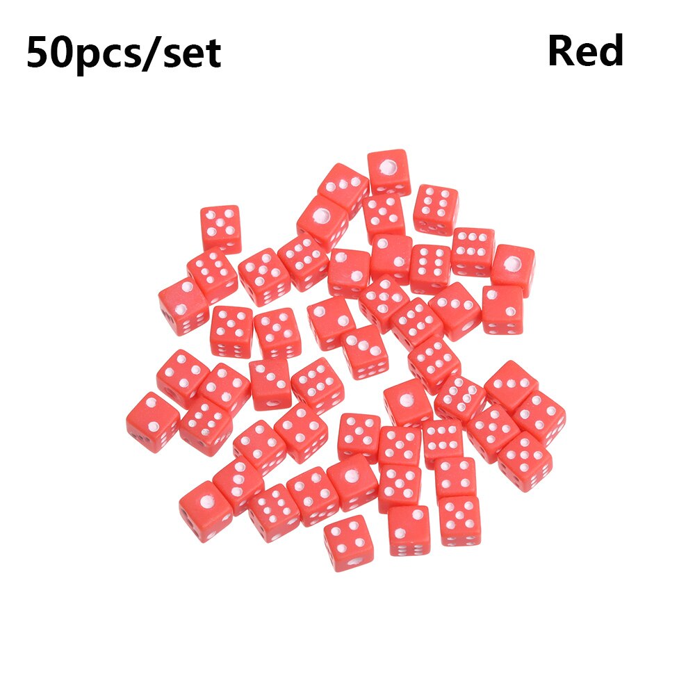 50 Stks/zak 6 Zijdig Draagbare Tafel Games Dobbelstenen 5Mm Acryl Ronde Hoek Board Game Dice Party Game Kubussen Digitale dices 7 Kleuren: Rood