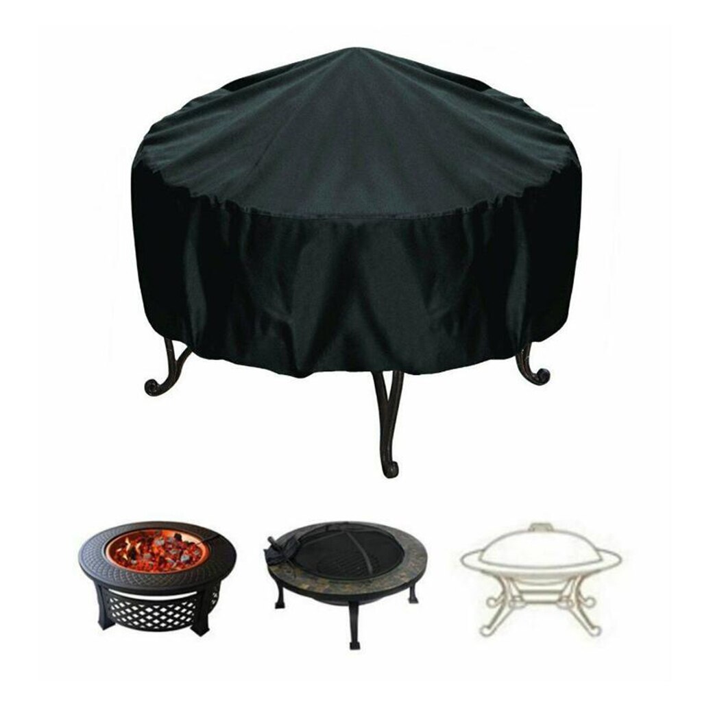 Fire Pit Cover Round 30 Inch Waterproof Heavy Duty Round Patio Fire Bowl Cover Round Firepit Cover with PVC Coating - Black