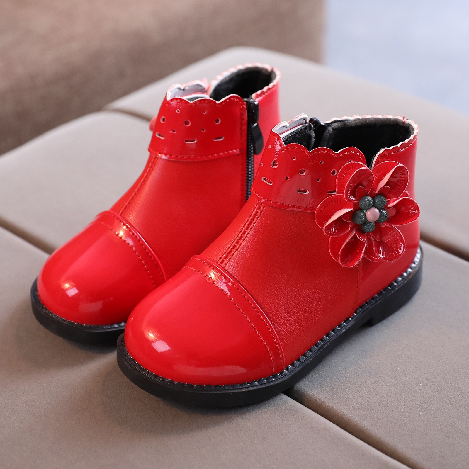 Crianças da moda infantil do miúdo da menina do bebê botas tornozelo inverno outono flor de couro esporte princesa festa casual curto bootie sapatos # g4