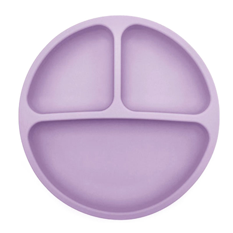 Kinderen Servies Kindje Siliconen Zuignap Kom Kindje Smiley Gezicht Plaat Bestekset Retro Kinderen Diner Plaat Milieuvriendelijke: Purple