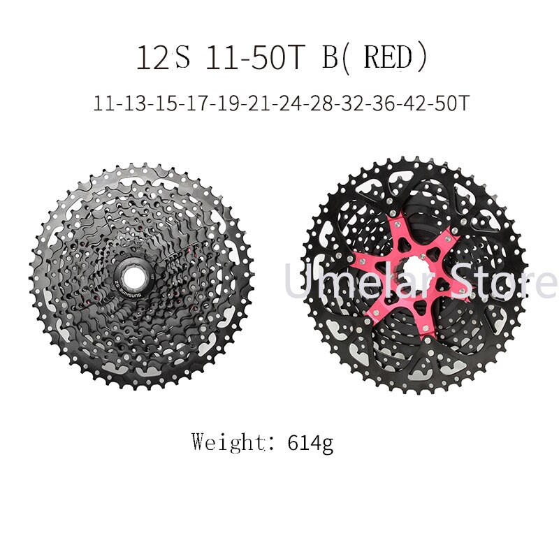 Sunshine 12 Speed 11-50T Mtb Cassette 12V Vrijloop Tandwiel Voor Sram Gx Eagle Sx/Nx/XX1 Shimano Deore M6100/M7100/M8100/Xtr