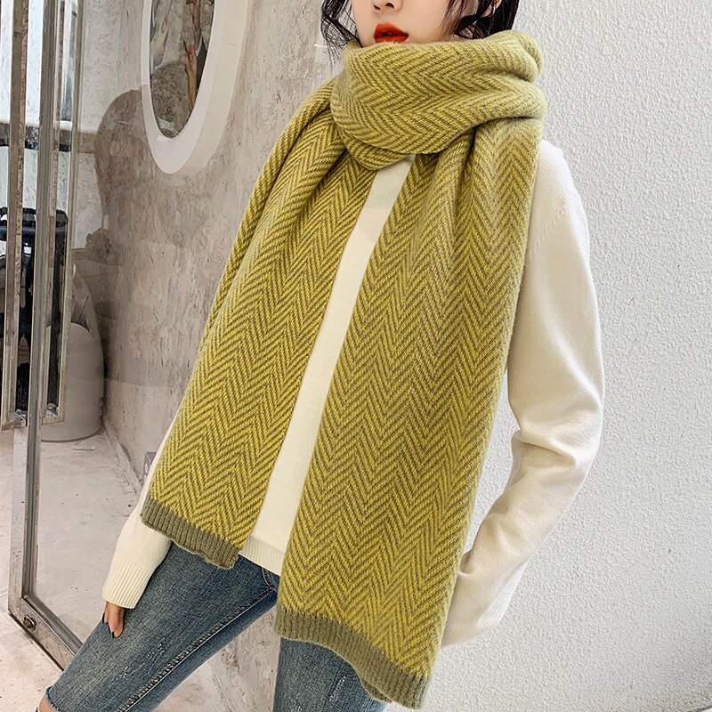 FEOYA Long Knitted Scarf Cotton Solid Women Soft Warm