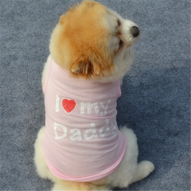 Love Cat Clothes Cotton Pet T Shirts Clothing For Cats Kittens Vest Small Dog Clothes Mommy Daddy Vest Gatos Pet Clothing 35S1