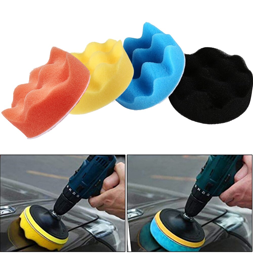 Almohadillas para pulir autos almohadilla de esponja de pulido para Auto pulido encerado coche bote compuesto pulir almohadillas de amortiguación Kit de herramientas de mano