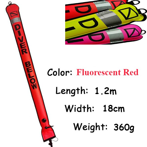 Scuba SMB Diving Surface Marker Buoy 4FT Visibility Signal Sausage with Valve Surface Safety Signal Tube Marker Buoy: Small Red