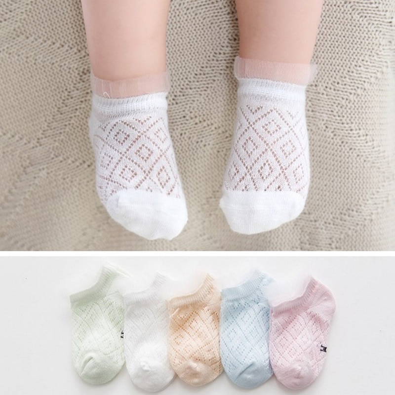 5 Pairs Baby Socks Summers Infant Baby Cotton Mesh Thin Socks Breathable Boys Girls Hollow Lace Socks For Newborns sokken