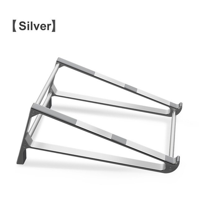 Sammenleggbar bærbar holder aluminiumslegering vertikal bærbar stativ stasjonær nettbrettholder justerbar skrivebordsholder i seng hjemmekontor: Sølv