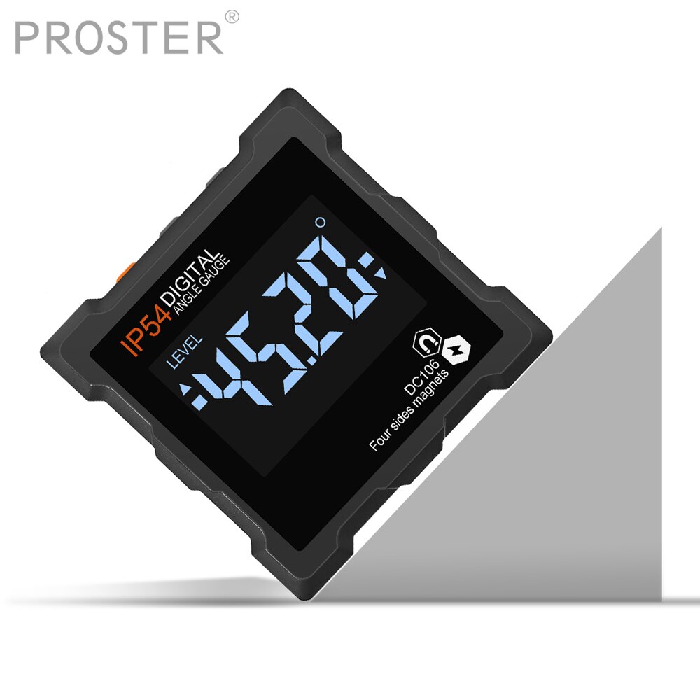 Proster 0-360° Digital Inclinometer Angle Gauge LCD Backlight Protractor Finder Bevel Level Box Waterproof with Magnetic Based