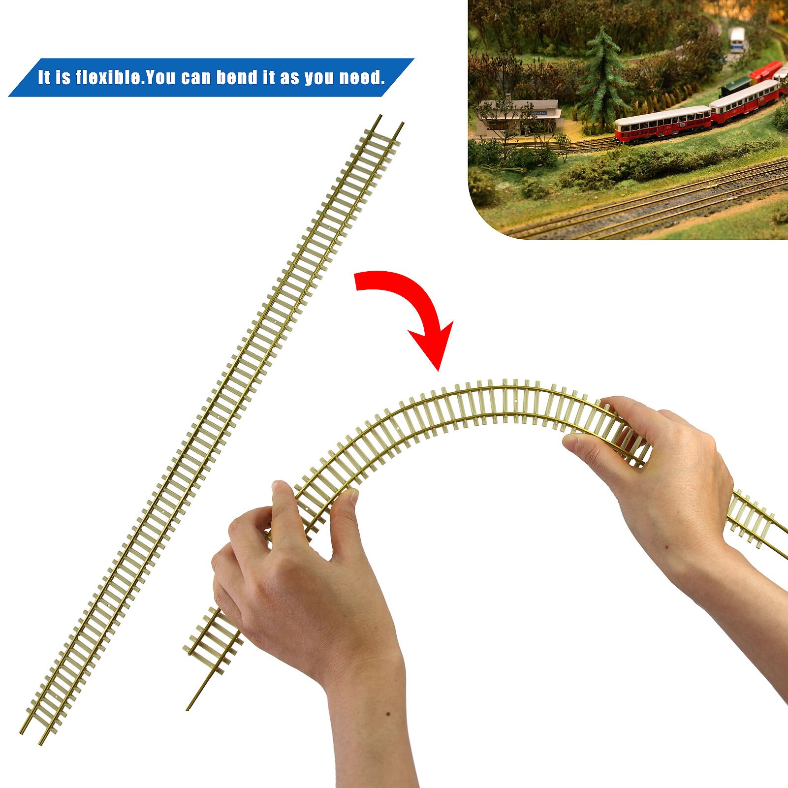 5pcs HO Scale 1:87 Track Flexible Rail 46cm with Rail Joiners Accessories HP27HO Model Railway