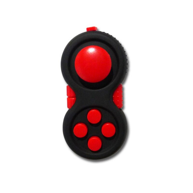 Fidget Pad Draagbare Controller Knoppen Stress Decompressie Speelgoed Sleutelhanger Tool verlichten de stress Tool: Rood