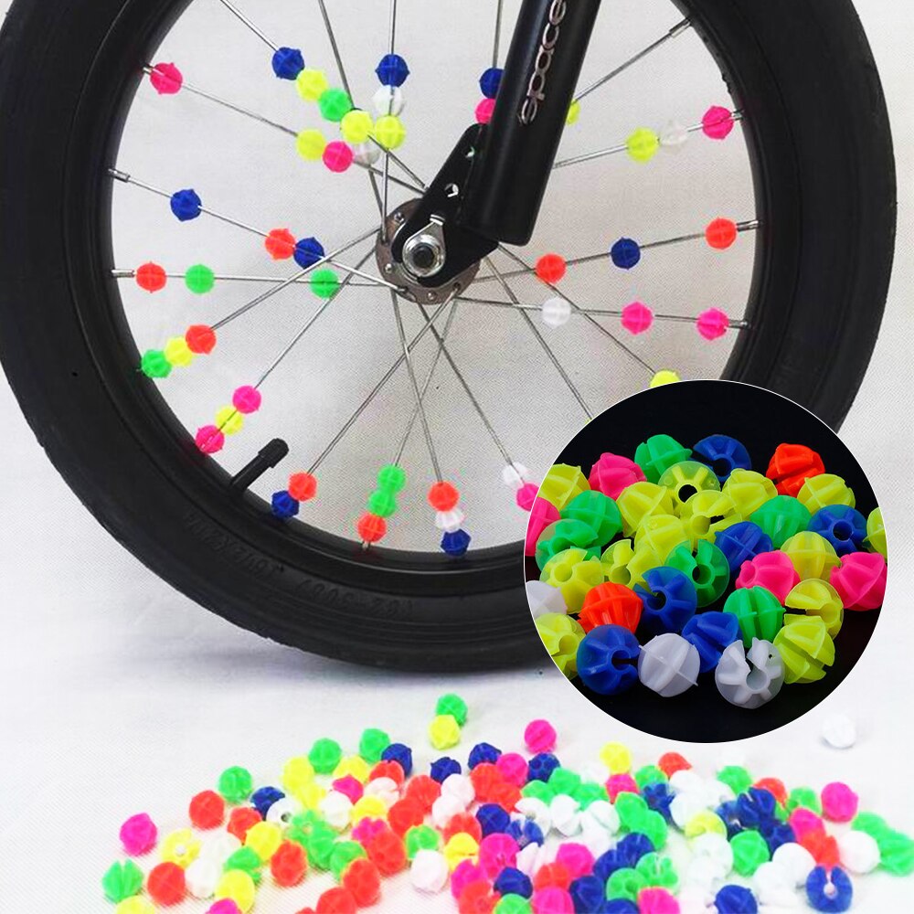 Fiets spaak kralen fietswiel plastic veelkleurige spaak kralen kinderen kinderen clip decoratie fiets onderdelen: 36 stuks kralen