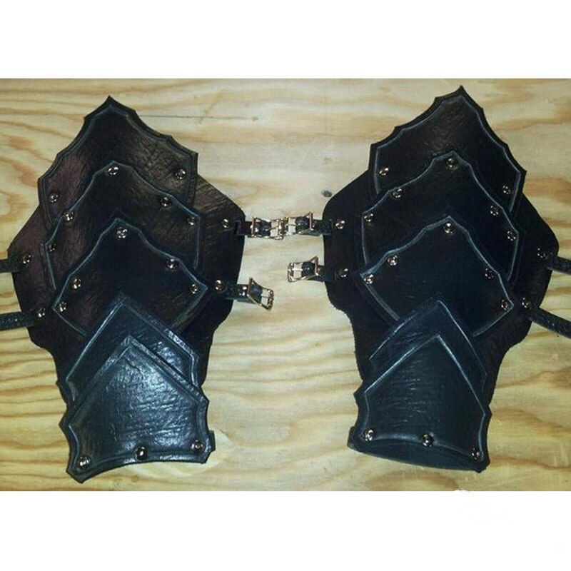 Ritter Armschienen mittelalterlich Armor Handschuh Renaissance Krieger Ranger Leder Spitze-hoch Stulpe Armbinde Breiten Bündchen Bausatz Für Männer Frauen: B