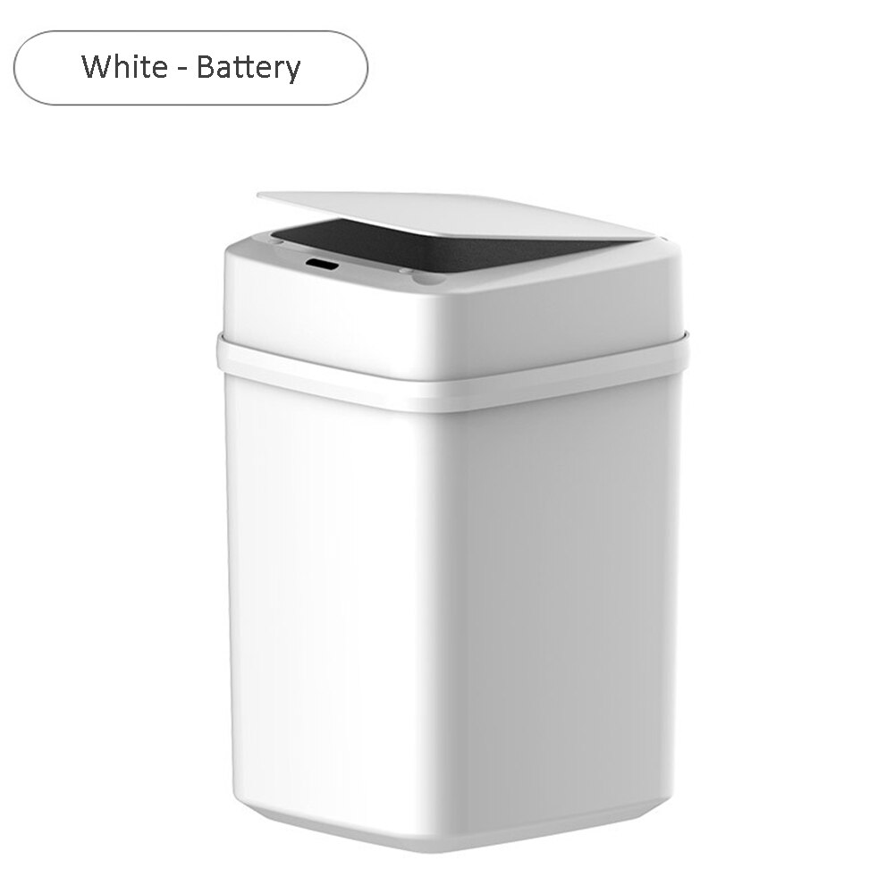 Automatic Touchless Kitchen Trash Can Wide Opening Sensor Eco-friendly Waste Garbage Bin Automatic sensor with lid trash can: White