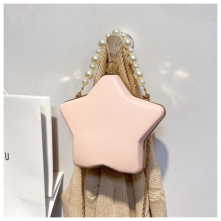Sterne bilden Kasten Geldbörsen und Handtaschen für Frauen Luxus Party Kupplung Abend Tasche Perle Kette Schulter Tasche Umhängetasche: Rosa
