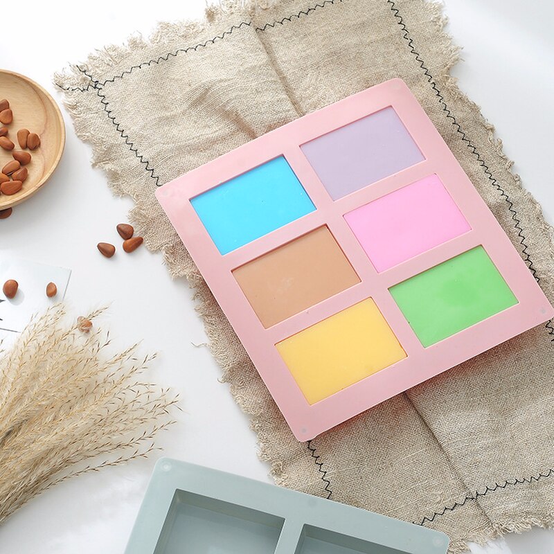 3d 6 siliconen mallen voor handgemaakte zeep, cake, chocolade-ijsblokjesvorm, zelfgemaakte bakvormen, vierkante mallen