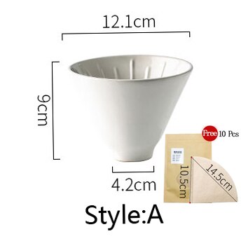 Juego de filtros de café hechos a mano con cafetera de vidrio V60, ollas de café hechas a mano, tetera de café, soporte para gotero: White Filter Style A