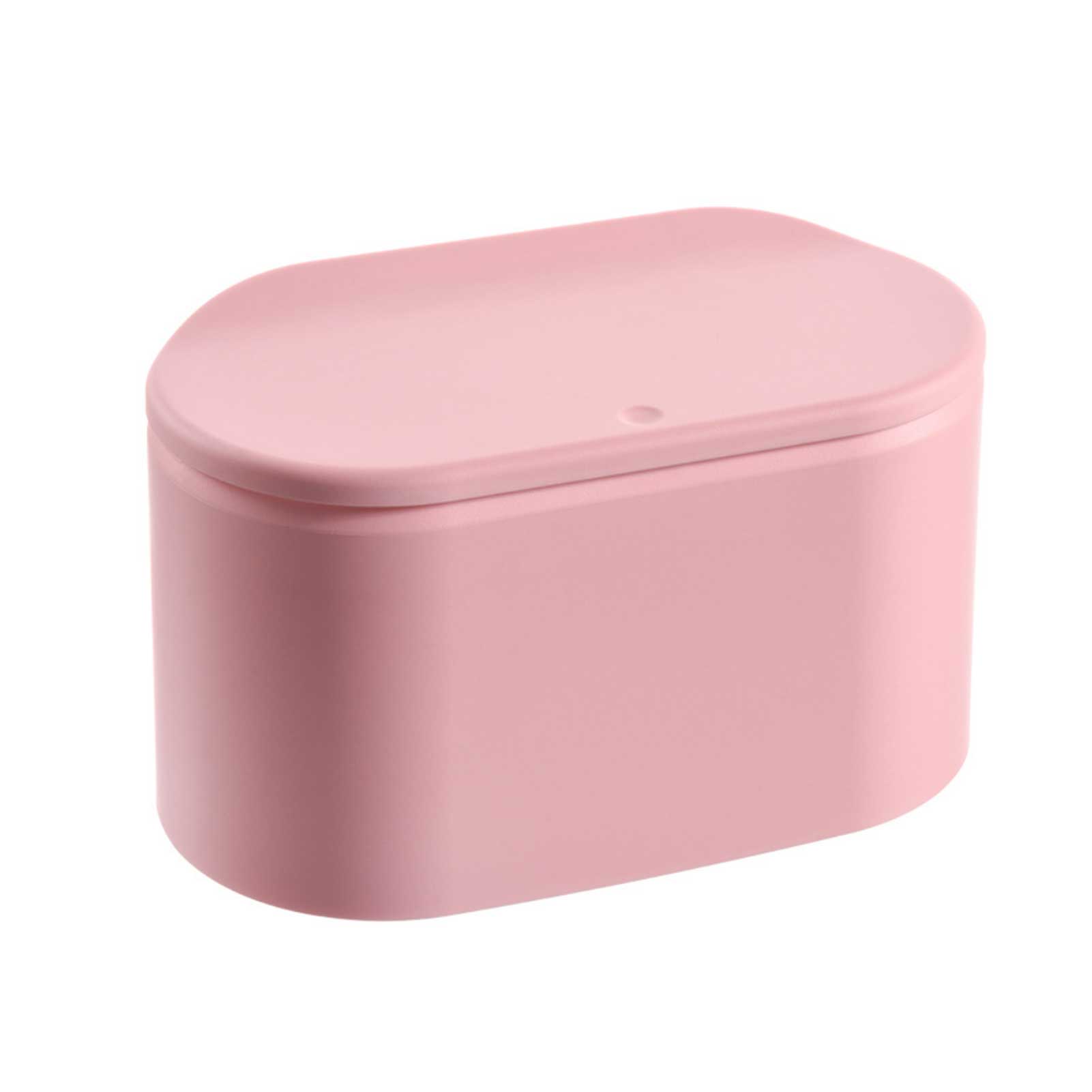 Mini Desktop Trash Can Durable Desktop Push Bucket Container Waste Bin Office Home Use: pink