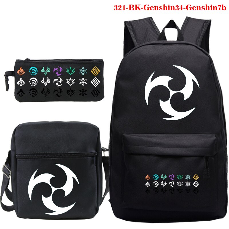 Genshin wpływ tornister studentów plecak dla dzieci 3 sztuk śmieszne nastolatek plecaki Genshin wpływ tornister dla dzieci Bookbag podróży torby: BK-Genshin34-G7b