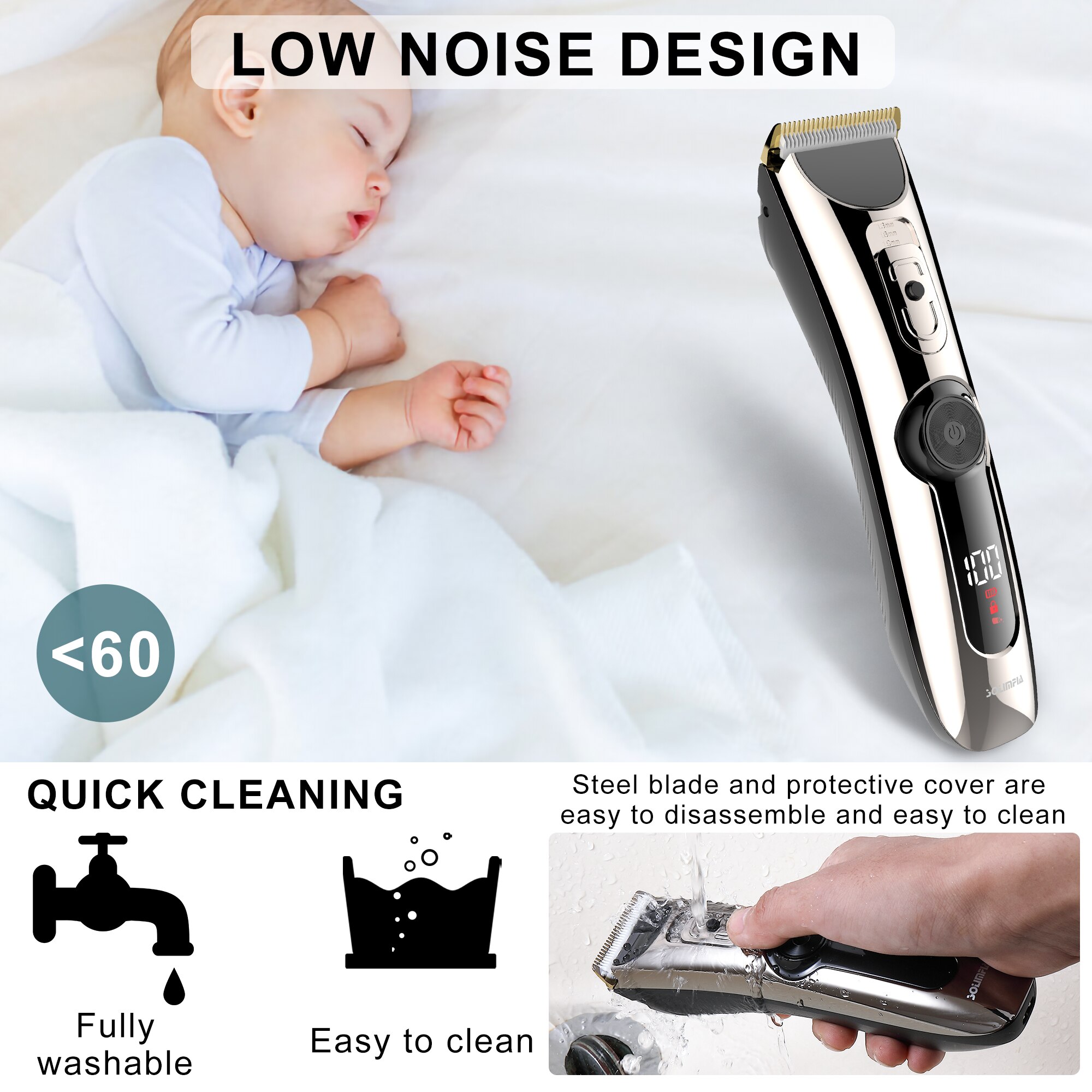 Solimpia Hair Clippers Men  Washable Electric Clipper Adult Hair Machine Grooming Kit With Hairdressing Cape