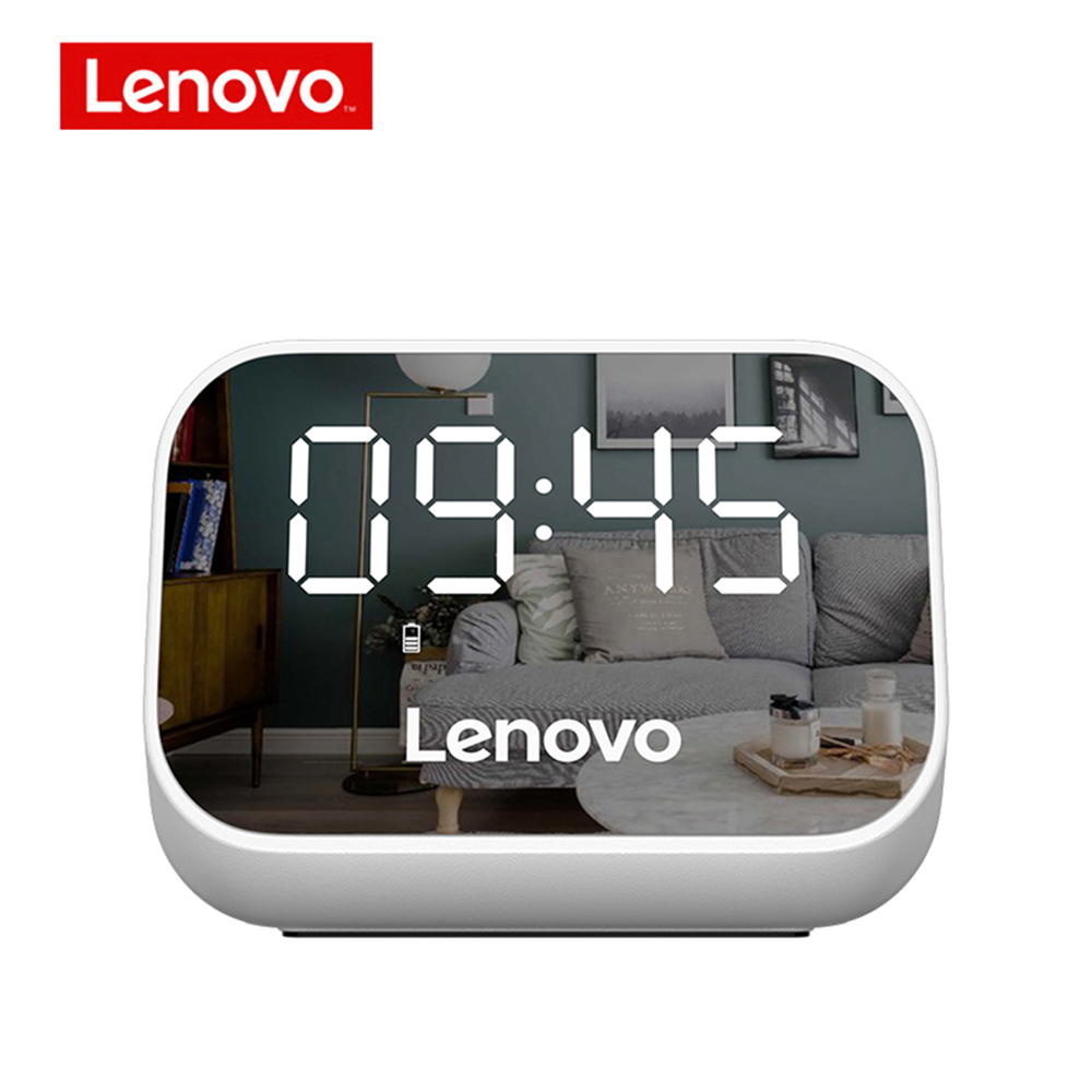 Lenovo TS13 Bluetooth Speaker Subwoofer Stereo Player LED Digital Smart Alarm Clock Desktop Clocks Bedroom Bedside Wake Up Clock: White