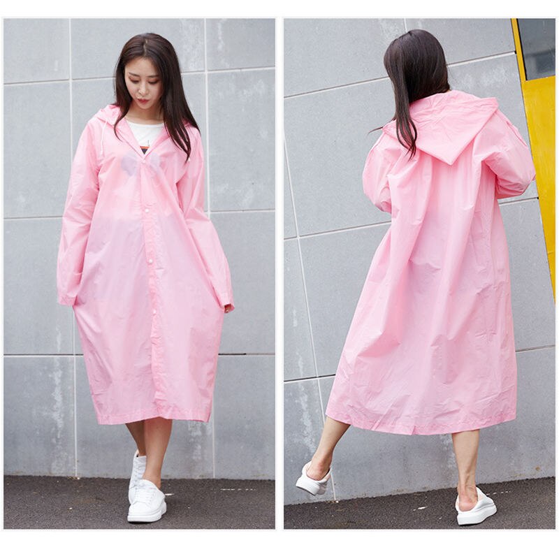 EVA Transparent Raincoat Women Clear Waterproof Rain Coat Women for Rain Cloak Jacket Female Poncho Raincoats Yellow Rainwear: Pink