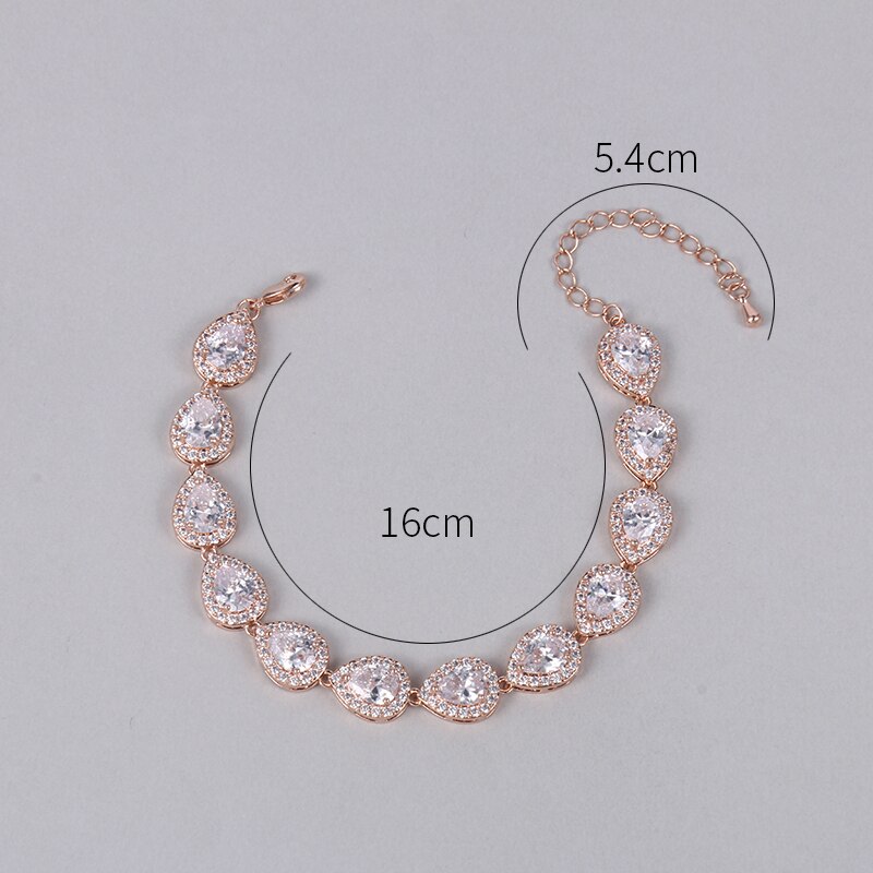Weimanjingdian Halo Teardrop Zirconia Cz Bruiloft Armband En Oorbel Bruids Sieraden Set Bruidsmeisje Sieraden