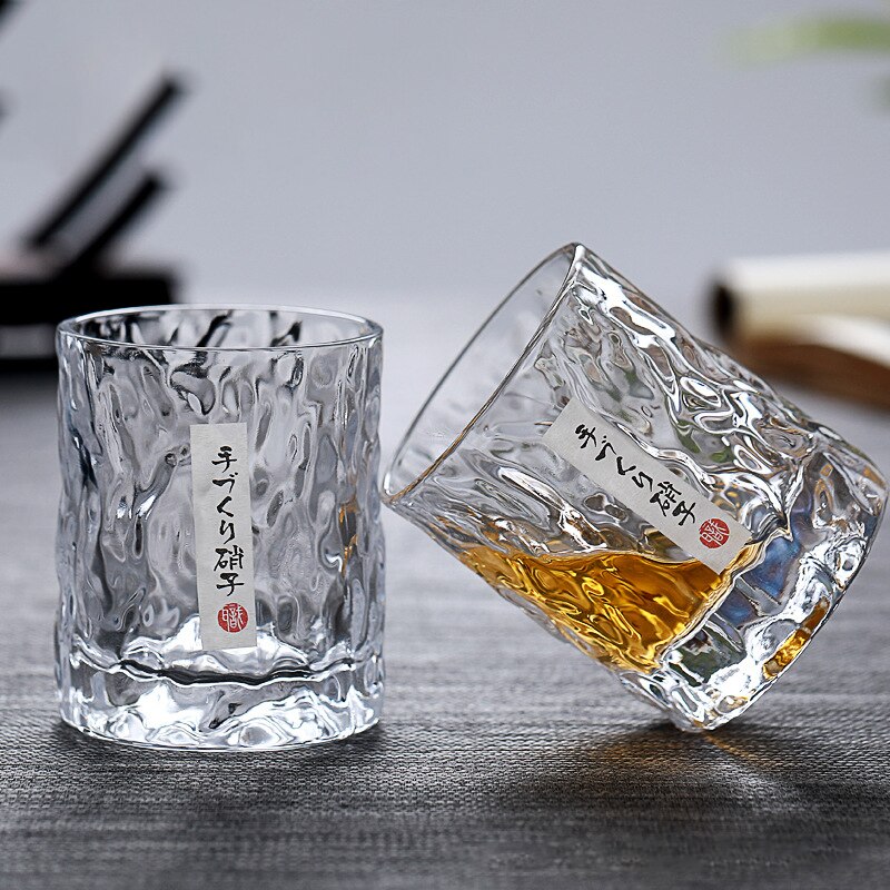 Hand-made Japanese hammered foreign wine glass whiskey glass home beer glass crystal glass cup
